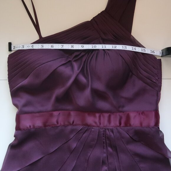 Adrianna Papell Purple One Shoulder Chiffon Cocktail Pleated Ruffle Dress  6 - Picture 10 of 16